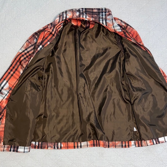 Stylish Orange Plaid women’s windbreaker Jacket - Picture 2 of 4